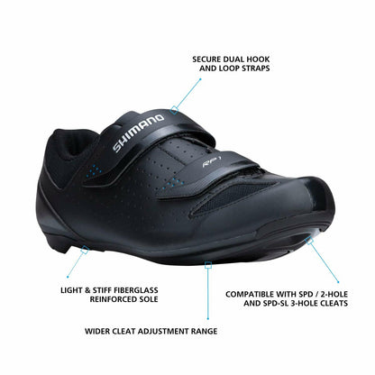 SHIMANO SH-RP1 High Performing All-Rounder Cycling Shoe, Black, 16-16.5 Women / 12-12.5 Men (EU 48)