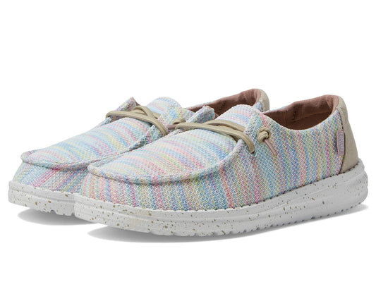HEYDUDE Wendy Stretch Loafers for Little and Big Kids with Low-Top Silhouette and Lace-Up Closure Sunset Pink 4 Big Kid M