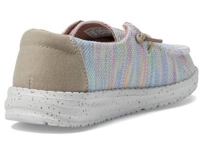 HEYDUDE Wendy Stretch Loafers for Little and Big Kids with Low-Top Silhouette and Lace-Up Closure Sunset Pink 4 Big Kid M