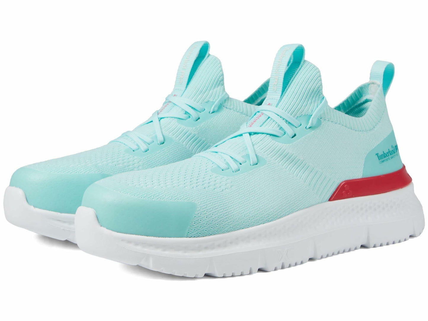 Timberland PRO® Setra Knit Composite Safety Toe Women’s Sneakers – Breathable Upper – Removable Insole Seafoam/Red 8.5 B - Medium