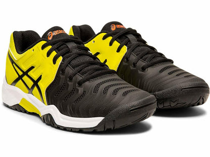 ASICS Kid's Gel-Resolution 7 GS Tennis Shoes, 1.5M, Black/Sour Yuzu