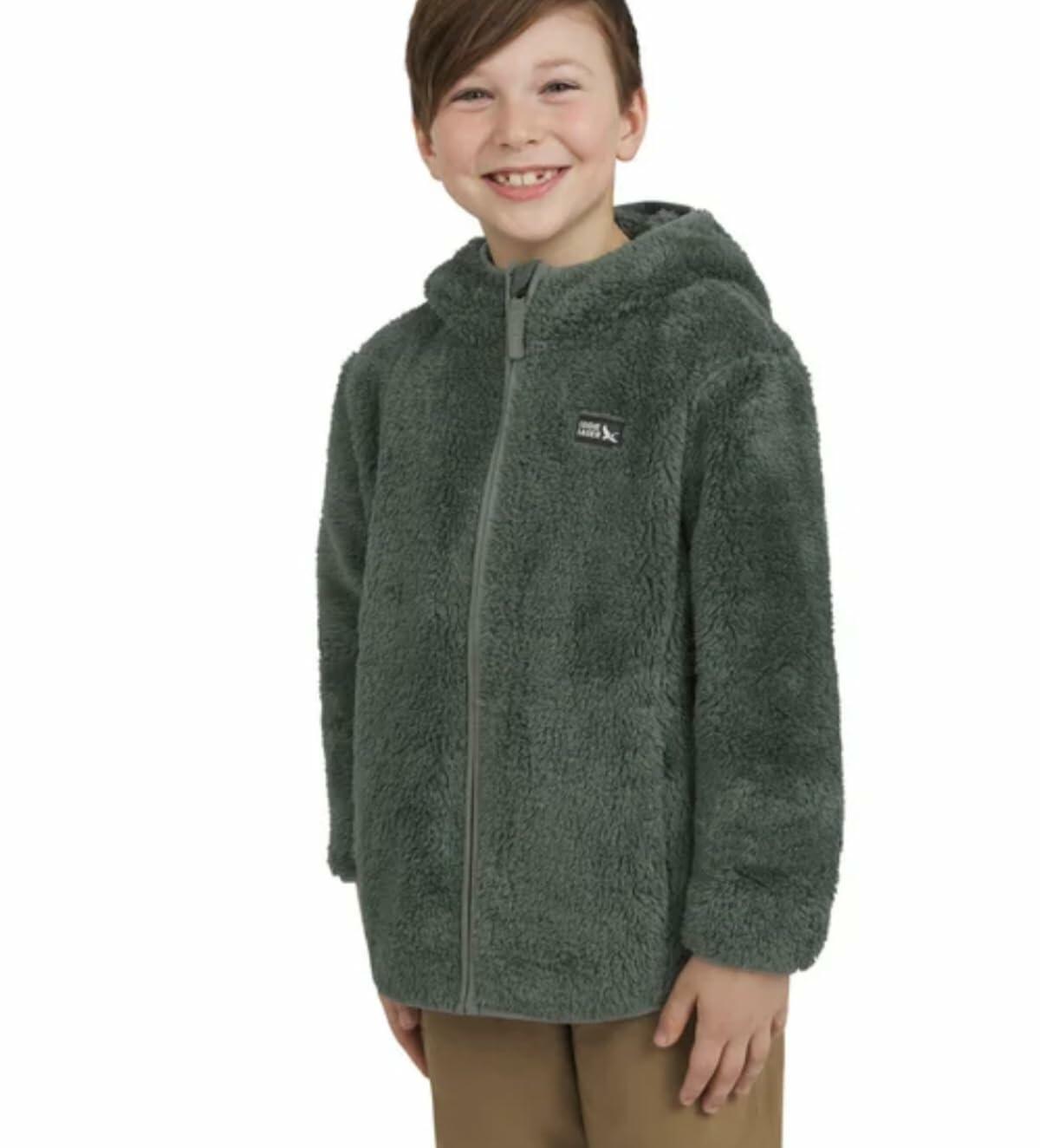Eddie Bauer Youth Kid's High Pile Plush Hooded Full Zip Jacket (US, Alpha, Small, Regular, Green)