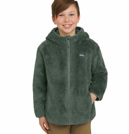 Eddie Bauer Youth Kid's High Pile Plush Hooded Full Zip Jacket (US, Alpha, Small, Regular, Green)