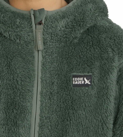 Eddie Bauer Youth Kid's High Pile Plush Hooded Full Zip Jacket (US, Alpha, Small, Regular, Green)
