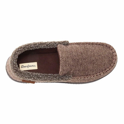 Dearfoams Men's Memory Foam Slipper (Coffee, US Footwear Size System, Adult, Men, Alpha, Medium, Medium)