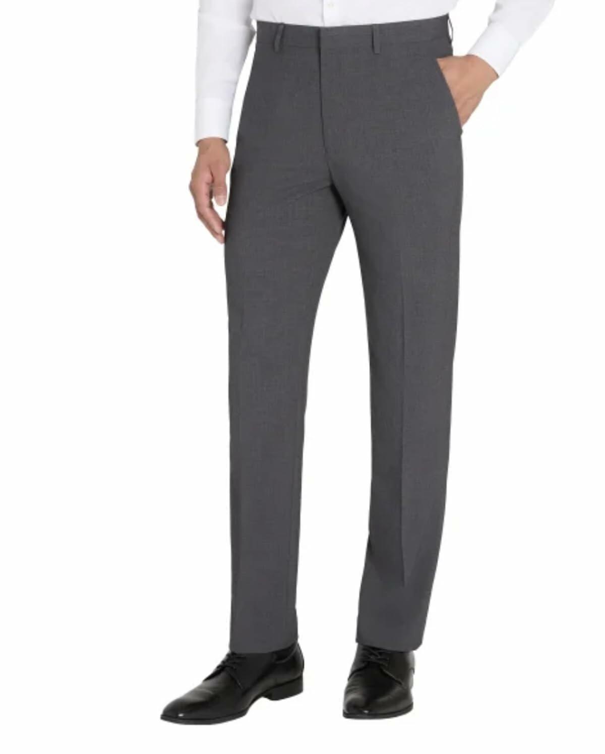 Calvin Klein Men's Slim Fit Stretch Flat Front Dress Pant (US, Waist Inseam, 32, 34, Regular, Regular, Gray)
