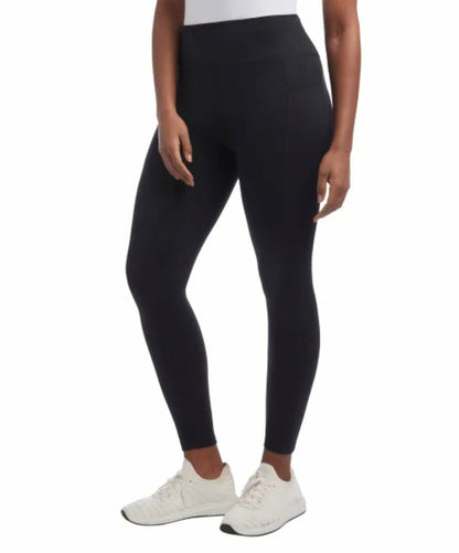 Danskin Women's Brushed Satin Stitch 7/8 Legging (US, Alpha, Medium, Regular, Regular, Black Salt)