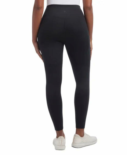 Danskin Women's Brushed Satin Stitch 7/8 Legging (US, Alpha, Small, Regular, Regular, Black Salt)
