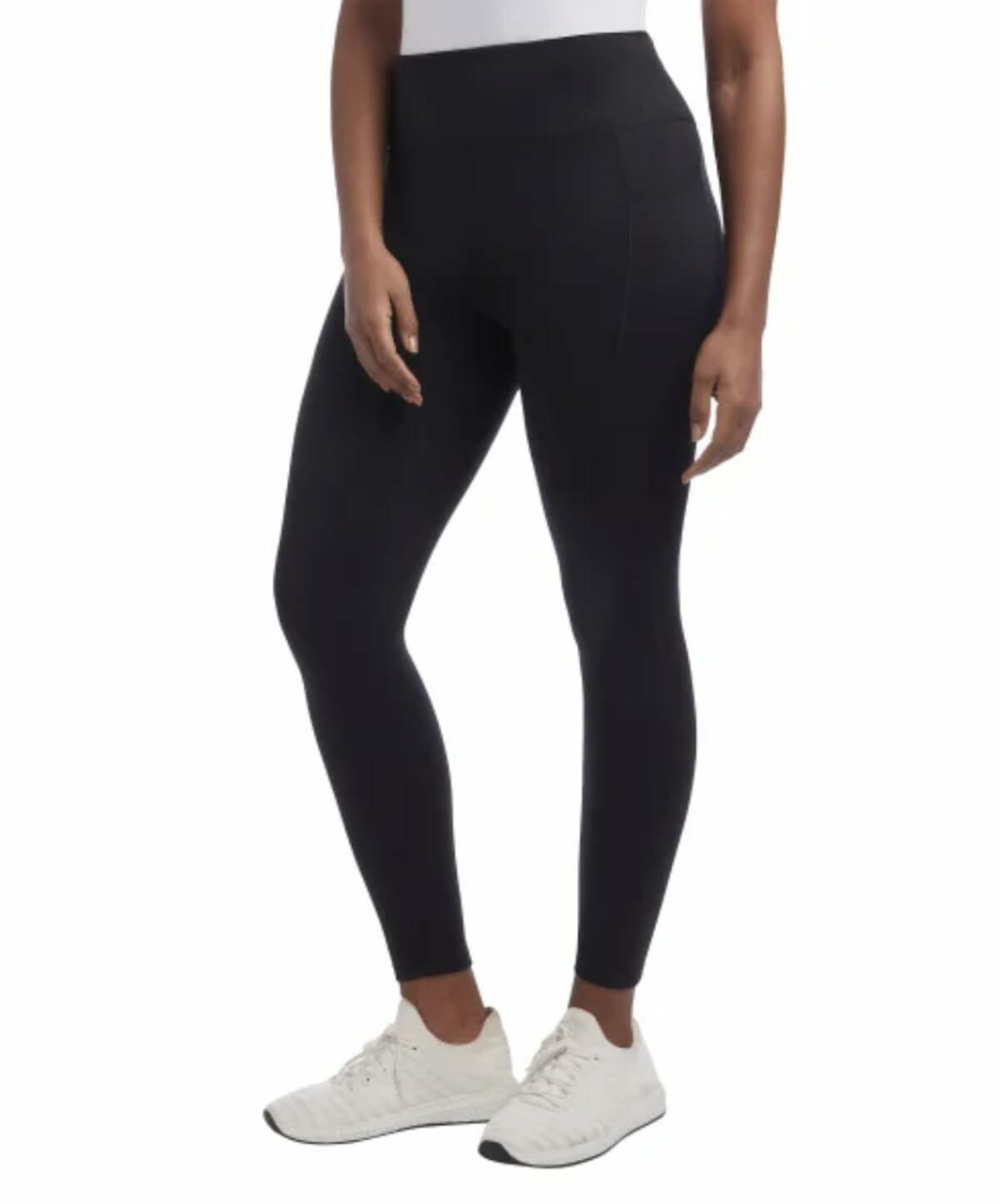 Danskin Women's Brushed Satin Stitch 7/8 Legging (US, Alpha, Small, Regular, Regular, Black Salt)