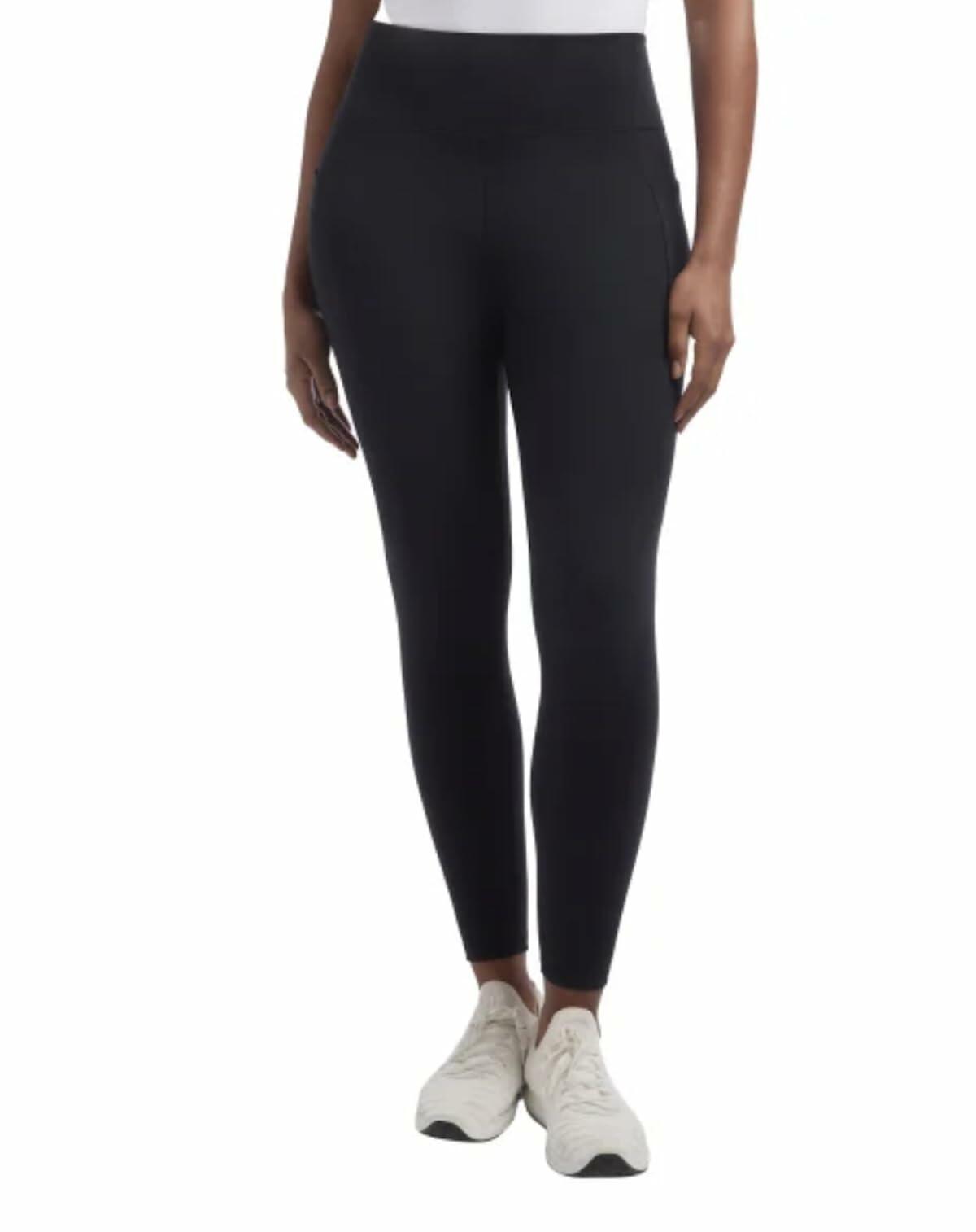 Danskin Women's Brushed Satin Stitch 7/8 Legging (US, Alpha, Small, Regular, Regular, Black Salt)