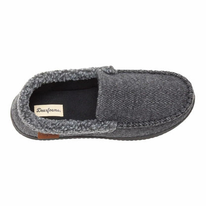 Dearfoams Men's Memory Foam Slipper (Gray, US Footwear Size System, Adult, Men, Alpha, Medium, Large)