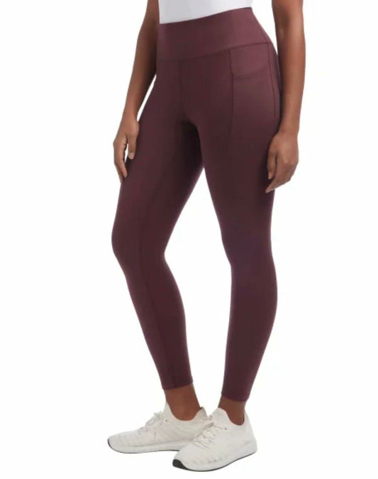 Danskin Women's Brushed Satin Stitch 7/8 Legging (US, Alpha, Small, Regular, Regular, Sassafras (Dark Red))