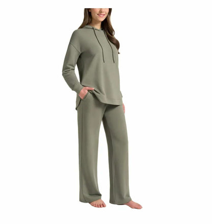 Max & Mia Women's 2 Pc Hoodie Lounge Set (US, Alpha, XX-Large, Regular, Regular, Dark Sage (Green))