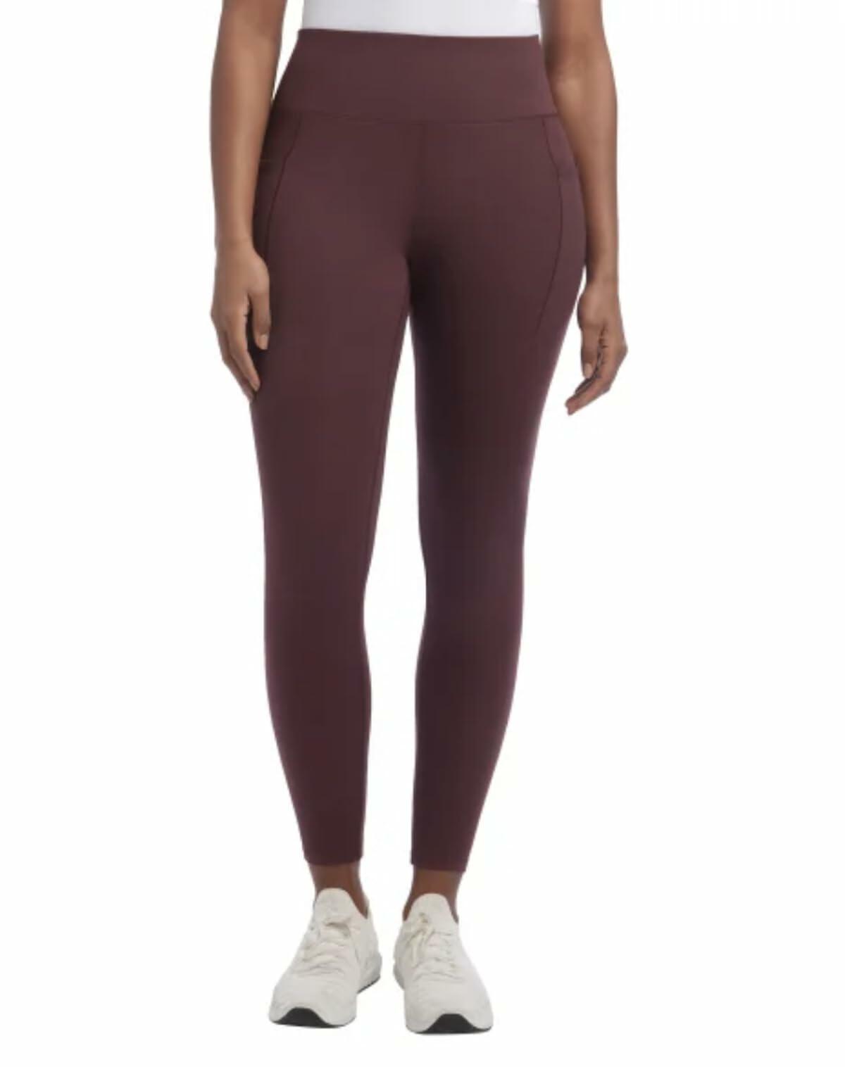 Danskin Women's Brushed Satin Stitch 7/8 Legging (US, Alpha, Small, Regular, Regular, Sassafras (Dark Red))