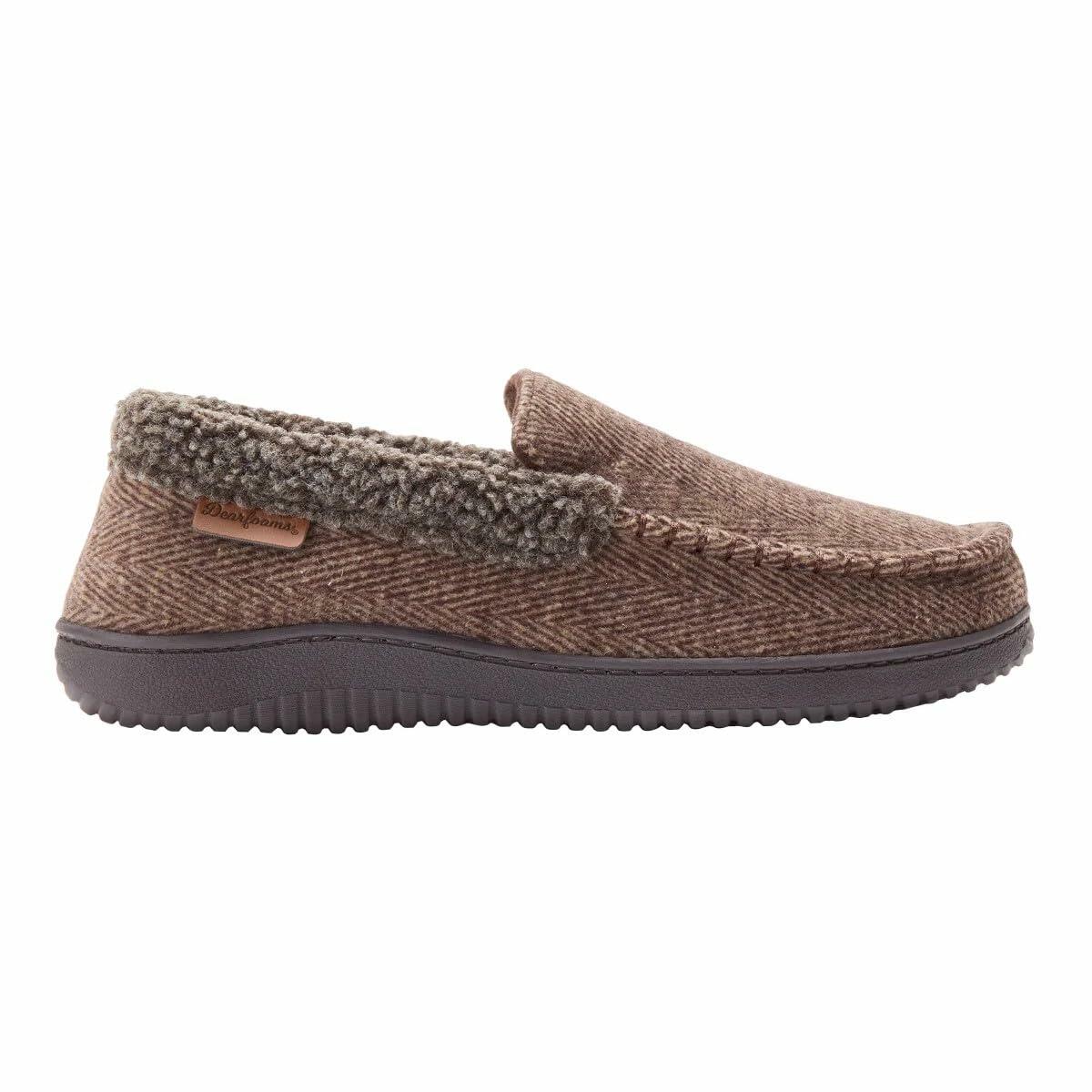 Dearfoams Men's Memory Foam Slipper (Coffee, US Footwear Size System, Adult, Men, Alpha, Medium, Medium)