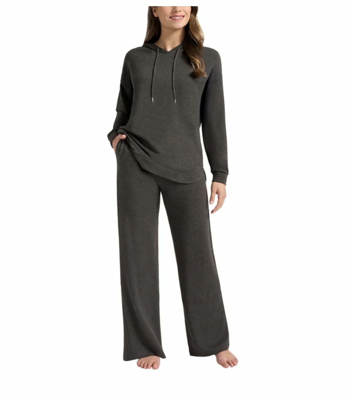 Max & Mia Women's 2 Pc Hoodie Lounge Set (US, Alpha, X-Large, Regular, Regular, Heather Charcoal (Gray))