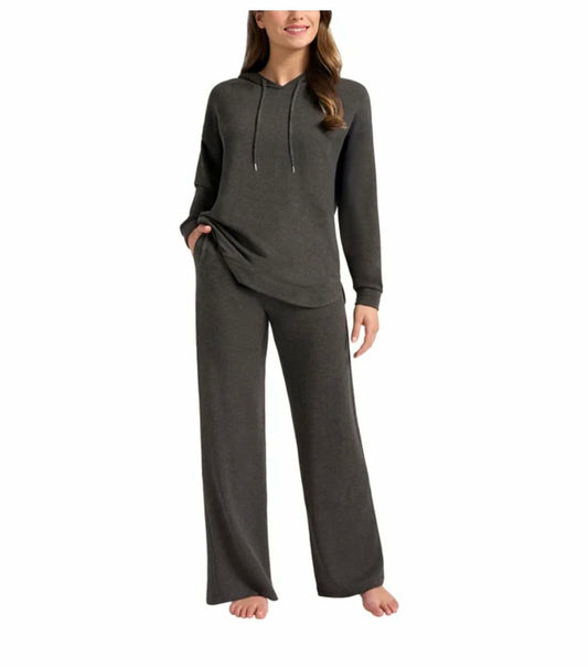 Max & Mia Women's 2 Pc Hoodie Lounge Set (US, Alpha, X-Large, Regular, Regular, Heather Charcoal (Gray))