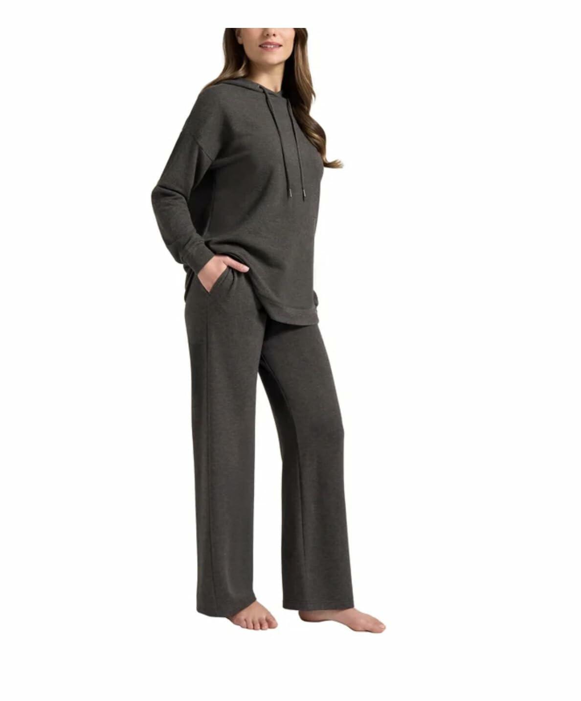 Max & Mia Women's 2 Pc Hoodie Lounge Set (US, Alpha, X-Large, Regular, Regular, Heather Charcoal (Gray))