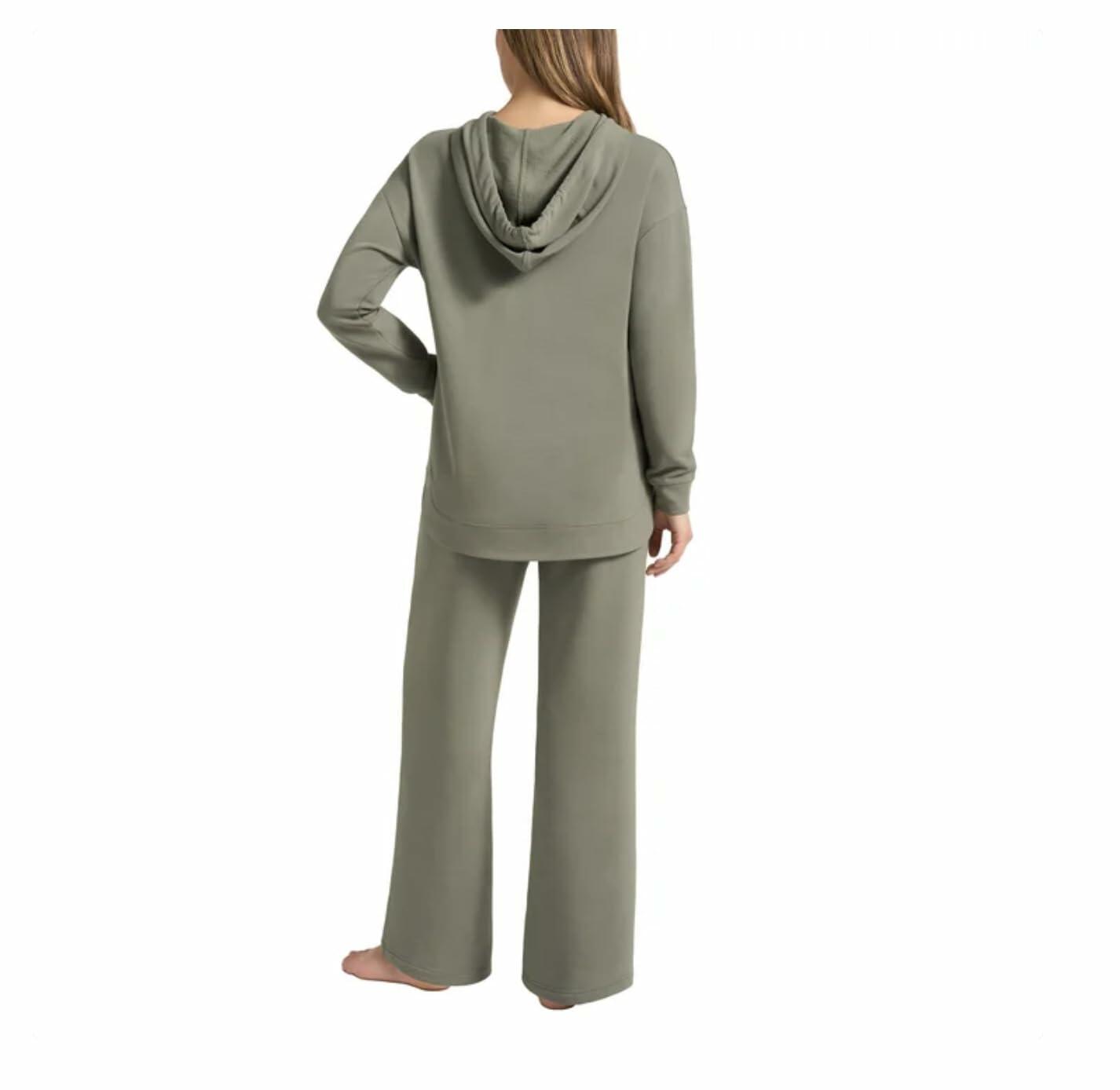 Max & Mia Women's 2 Pc Hoodie Lounge Set (US, Alpha, X-Large, Regular, Regular, Dark Sage (Green))