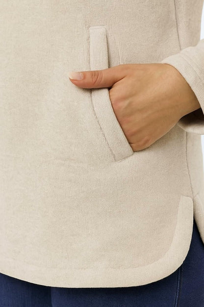 32 Degrees Heat Women's Mock Neck Fleece 1/4 Zip Pullover Sweater with Pockets (US, Alpha, Small, Regular, Regular, Tan)