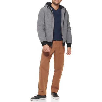 Dockers Men's Softshell Sherpa Lined Bomber Jacket, Heather Grey, XX-Large Tall