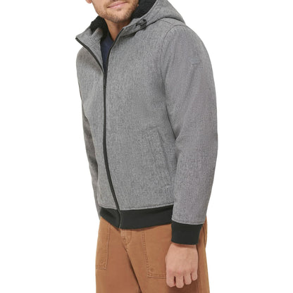 Dockers Men's Softshell Sherpa Lined Bomber Jacket, Heather Grey, XX-Large Tall