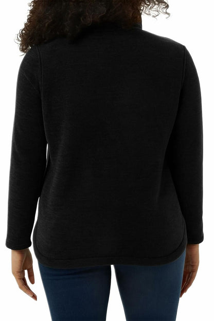32 Degrees Heat Women's Mock Neck Fleece 1/4 Zip Pullover Sweater with Pockets (US, Alpha, Medium, Regular, Regular, Black)