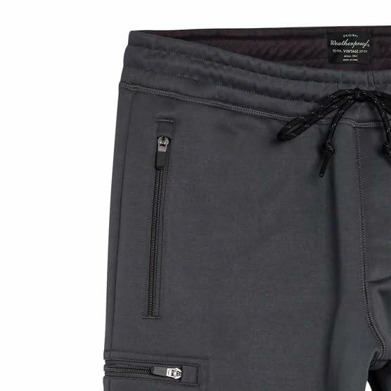 Weatherproof Vintage Men's Heavyweight Cargo Sweatpants - with Zip Pockets and Flex Waist (Gray, M)