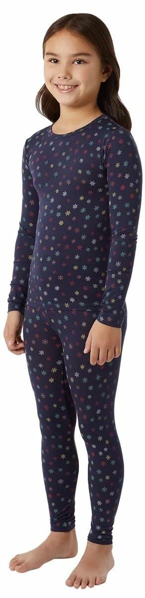 32 Degrees Kid's Heat Base Layer Set (Navy Snowflake, X-Large)