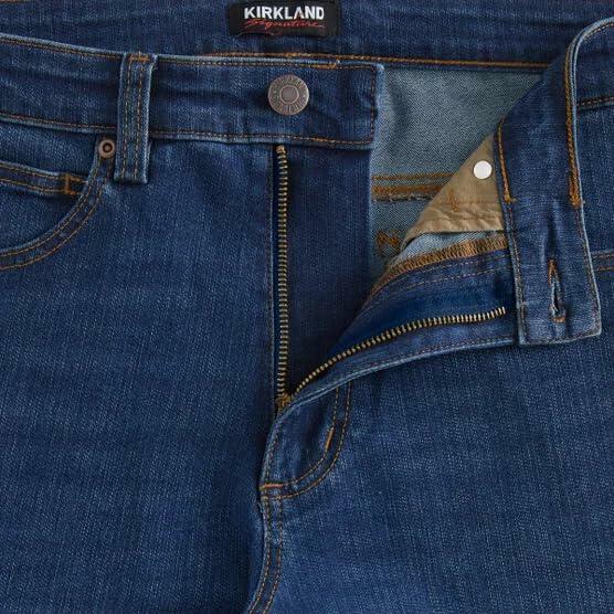 Kirkland Signature Men's Comfort Stretch Straight Fit Classic 5 Pocket Denim Jean (US, Waist Inseam, 38, 30, Regular, Regular, Dark Blue)