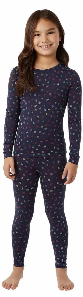 32 Degrees Kid's Heat Base Layer Set (Navy Snowflake, X-Large)