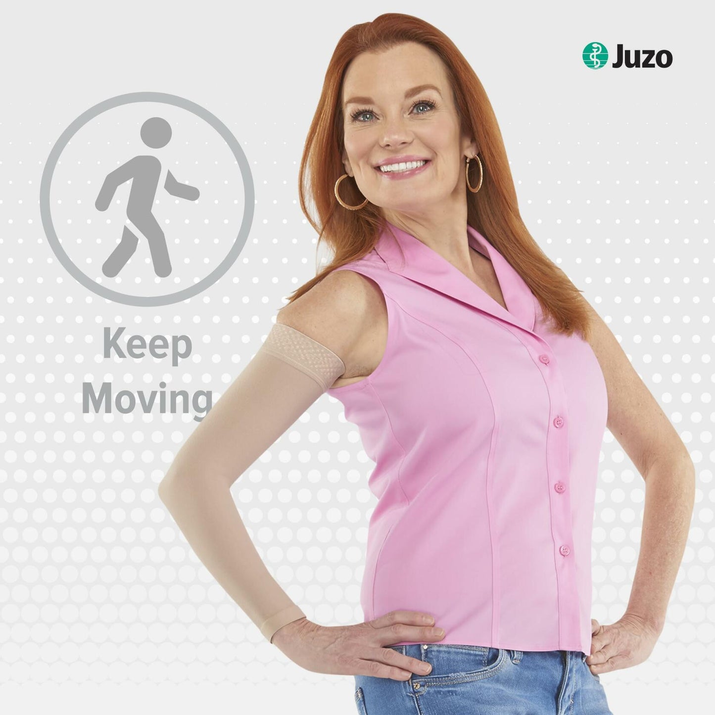 Juzo Soft 2002, Compression Armsleeve with Silicone Top Band, 30-40 mmHg, Max, Regular, 3 (III), Beige