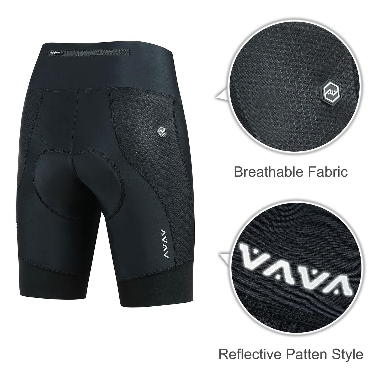 NORTHHILL Women's Padded Bike Shorts Biking Cycling Shorts High Waisted Bicycle Mountain Bike with Riding 4D Liner Gel Padding Pockets Spin UPF50+ BLACK L