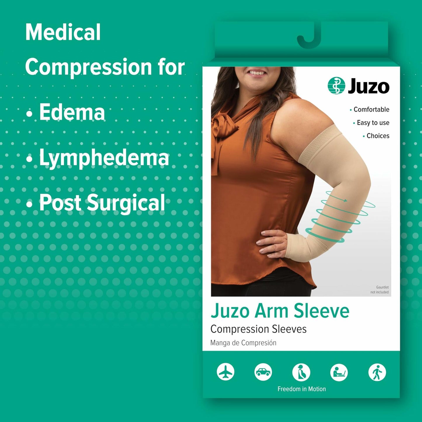 Juzo Soft 2002, Compression Armsleeve with Silicone Top Band, 30-40 mmHg, Max, Regular, 3 (III), Beige