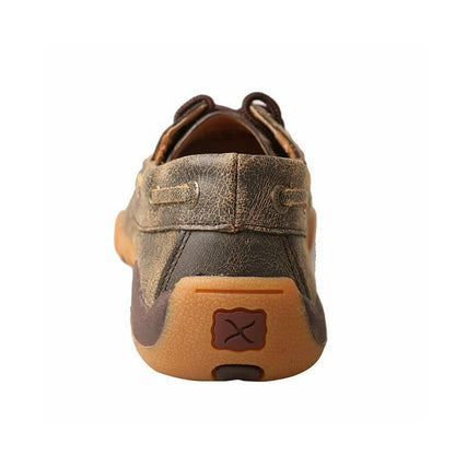 Twisted X Kid's Boat Shoe Driving Moc, Moc Toe, Distressed & Leopard, 2.5 M