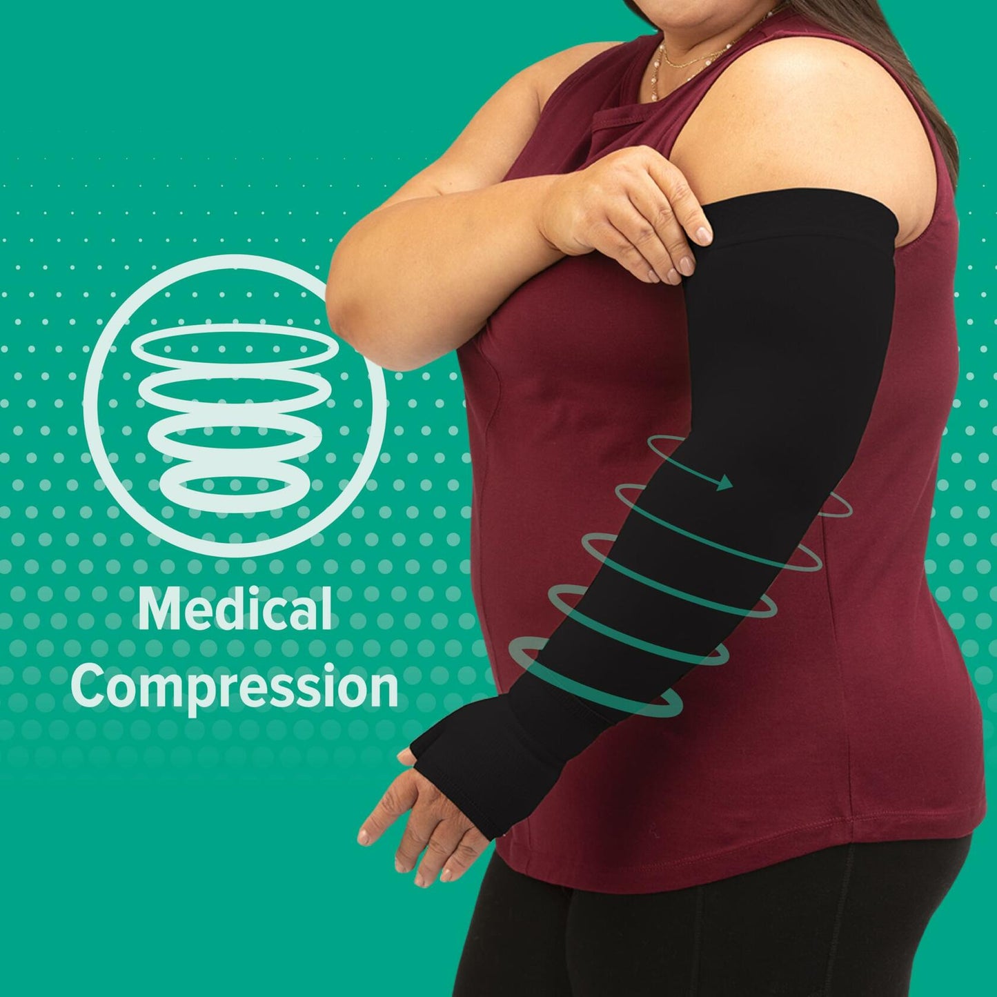Juzo Soft 2002, Compression Armsleeve with Silicone Top Band, 30-40 mmHg, Max, Regular, 3 (III), Beige