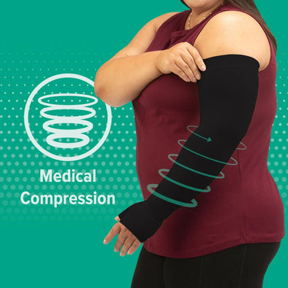 Juzo Soft 2002, Compression Armsleeve with Silicone Top Band, 30-40 mmHg, Max, Regular, 3 (III), Beige
