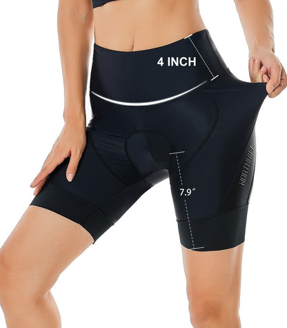 NORTHHILL Women's Padded Bike Shorts Biking Cycling Shorts High Waisted Bicycle Mountain Bike with Riding 4D Liner Gel Padding Pockets Spin UPF50+ BLACK L