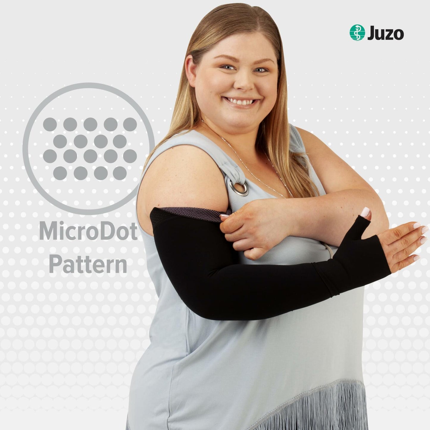 Juzo Soft 2002, Compression Armsleeve with Silicone Top Band, 30-40 mmHg, Max, Regular, 3 (III), Beige