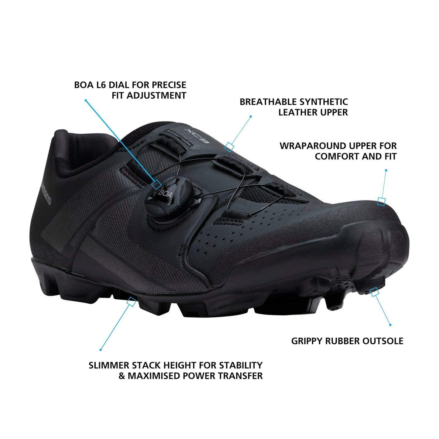 SHIMANO SH-XC300 High Value XC Mountain Bike Shoe, Black, 9.5-10 Men (EU 44)
