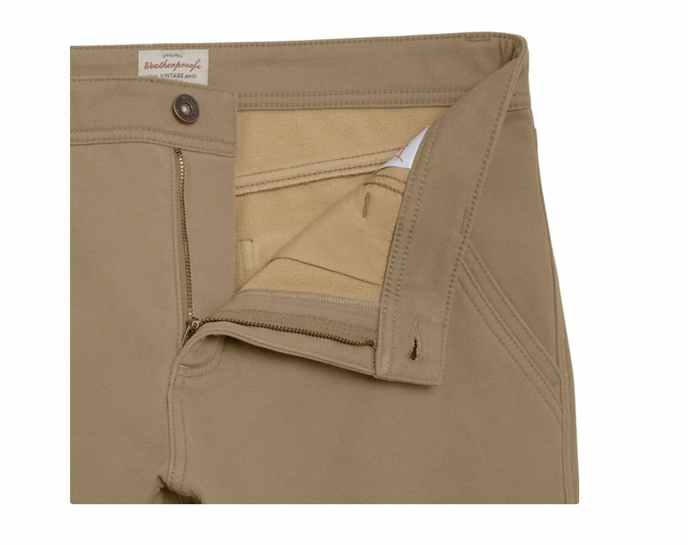 Weatherproof Vintage Men's Comfort Stretch Relaxed Fit Bonded Fleece Lined Canvas Utility Pant (US, Waist Inseam, 40, 30, Regular, Regular, Tan)
