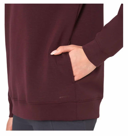 Mondetta Women's Cozy Fleece Active Crewneck Pullover Sweatshirt with Pockets (US, Alpha, Small, Regular, Regular, Dark Red)