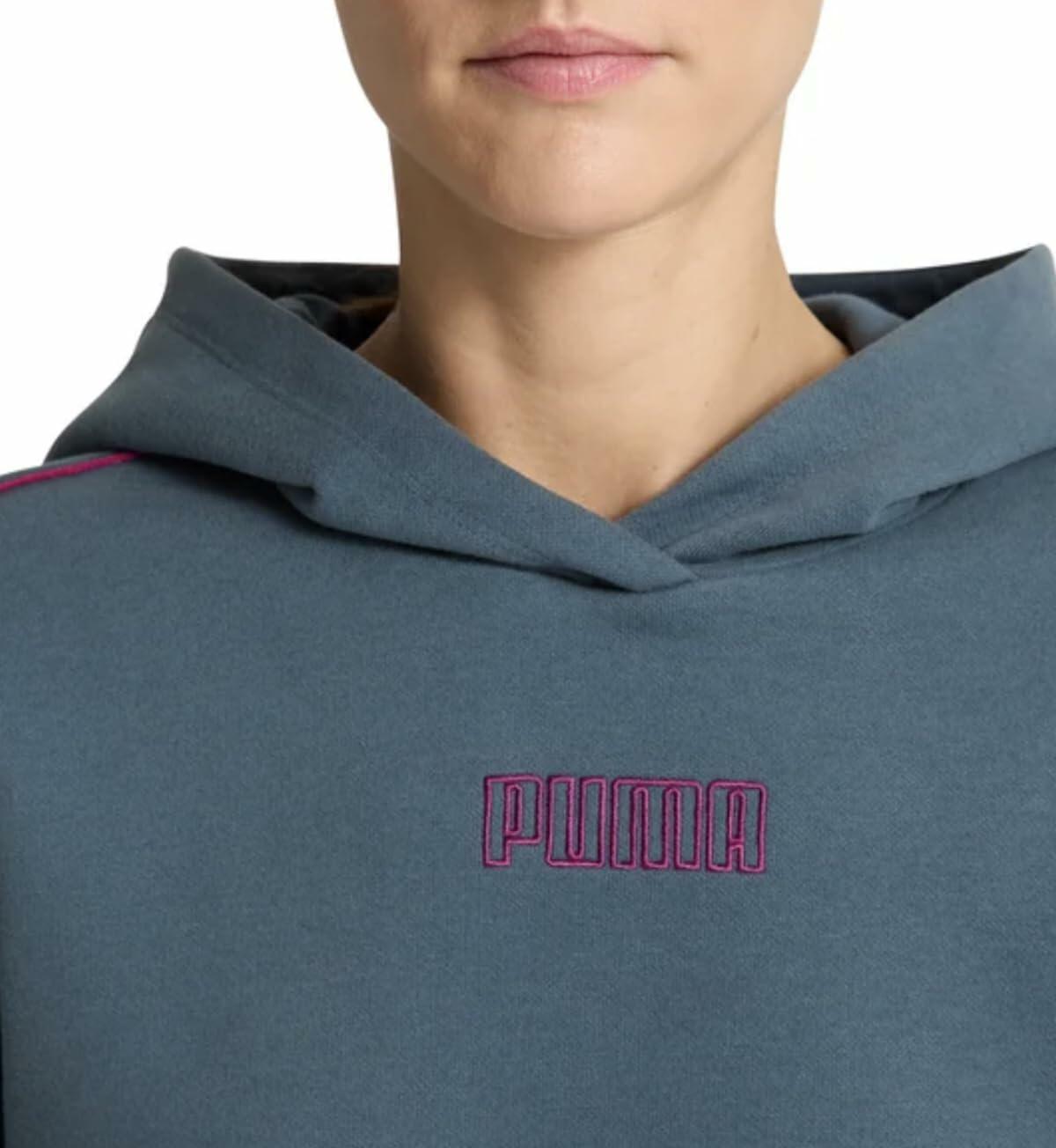 PUMA Women's Long Sleeve Fleece Pullover Hoodie with Kangaroo Pocket (US, Alpha, XX-Large, Regular, Regular, Blue)