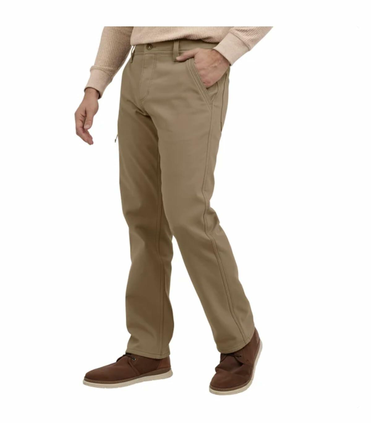 Weatherproof Vintage Men's Comfort Stretch Relaxed Fit Bonded Fleece Lined Canvas Utility Pant (US, Waist Inseam, 40, 30, Regular, Regular, Tan)