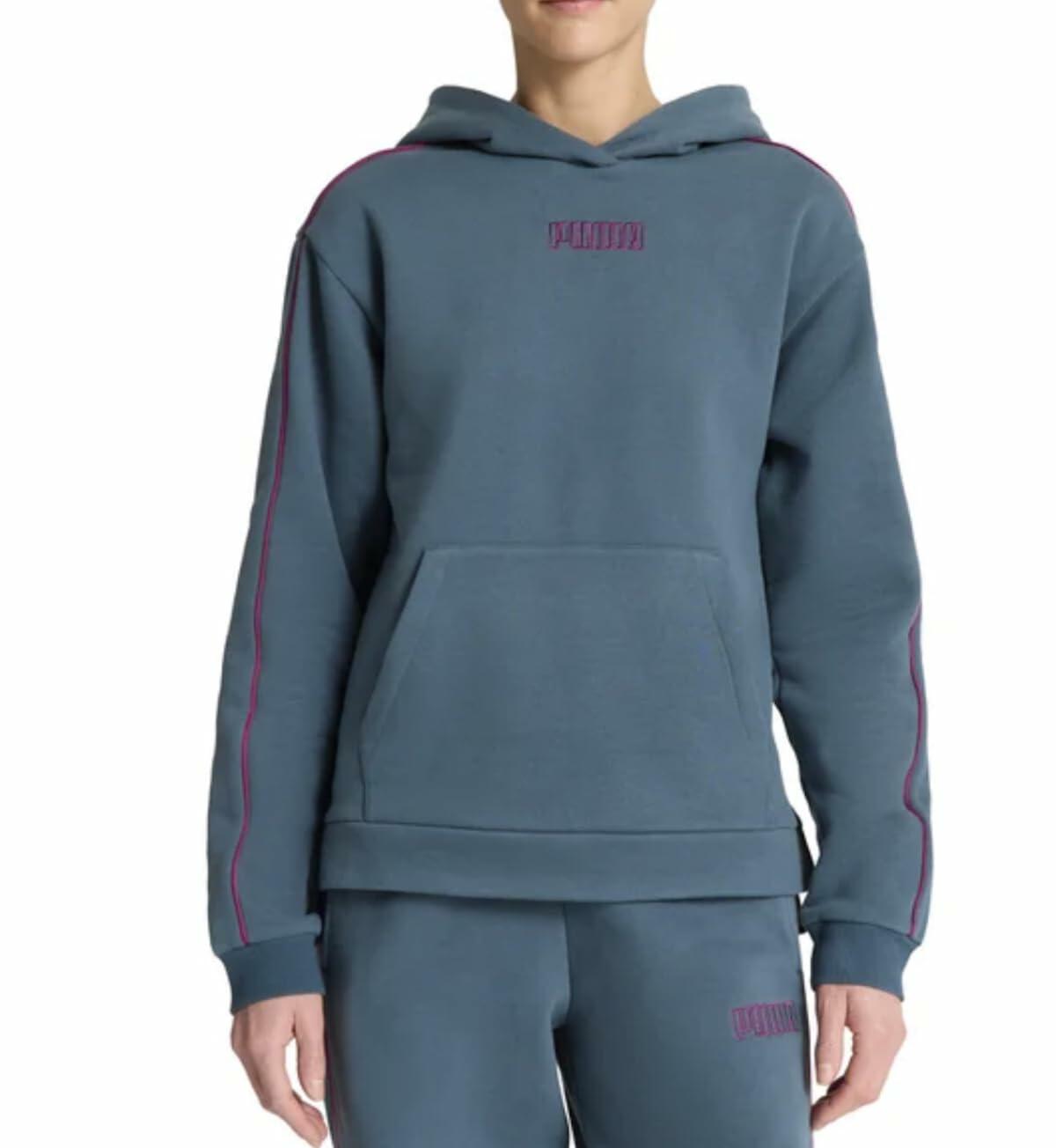 PUMA Women's Long Sleeve Fleece Pullover Hoodie with Kangaroo Pocket (US, Alpha, XX-Large, Regular, Regular, Blue)