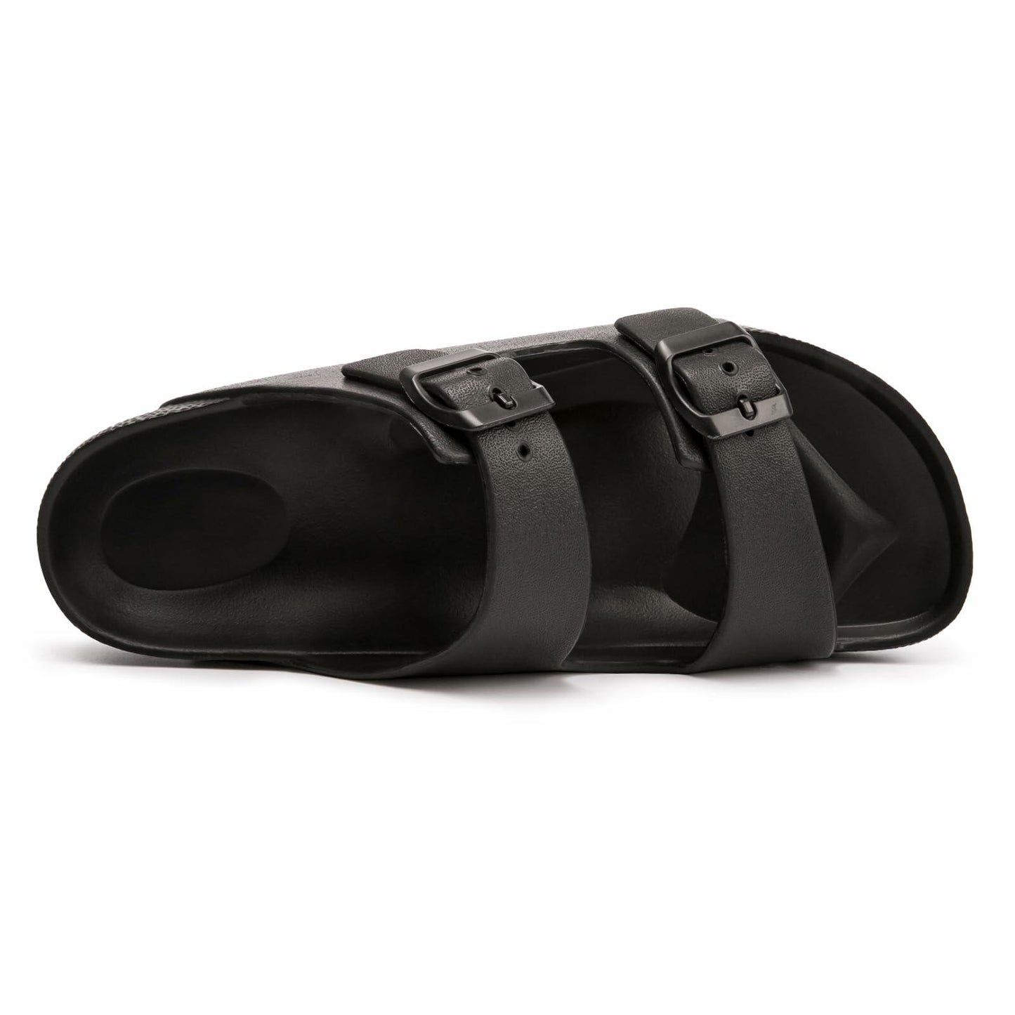 FUNKYMONKEY Women's Comfort Slides, Adjustable Double Buckle 10 M Black