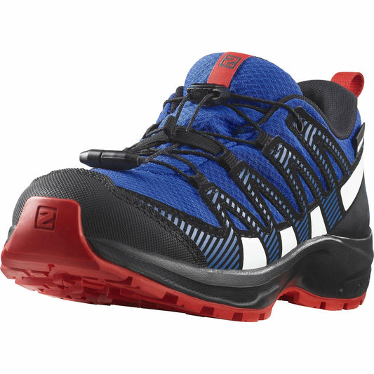 Salomon Unisex Junior’s XA Pro V8 ClimaSalomon Waterproof Hiking Shoes for Kids - Lapis Blue/Black/Fiery Red - 5