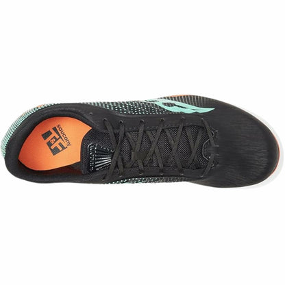 Saucony Men's Spitfire 5 Track Sneaker, Black/Cool Mint, 7.5