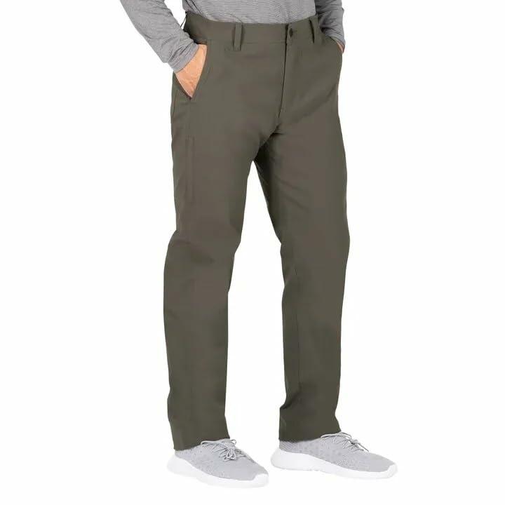 Gerry Men's Water Resistant Fleece Lined Stretch Pants with Zip Pockets and Adjustable Hem, Green (30W x 32L)