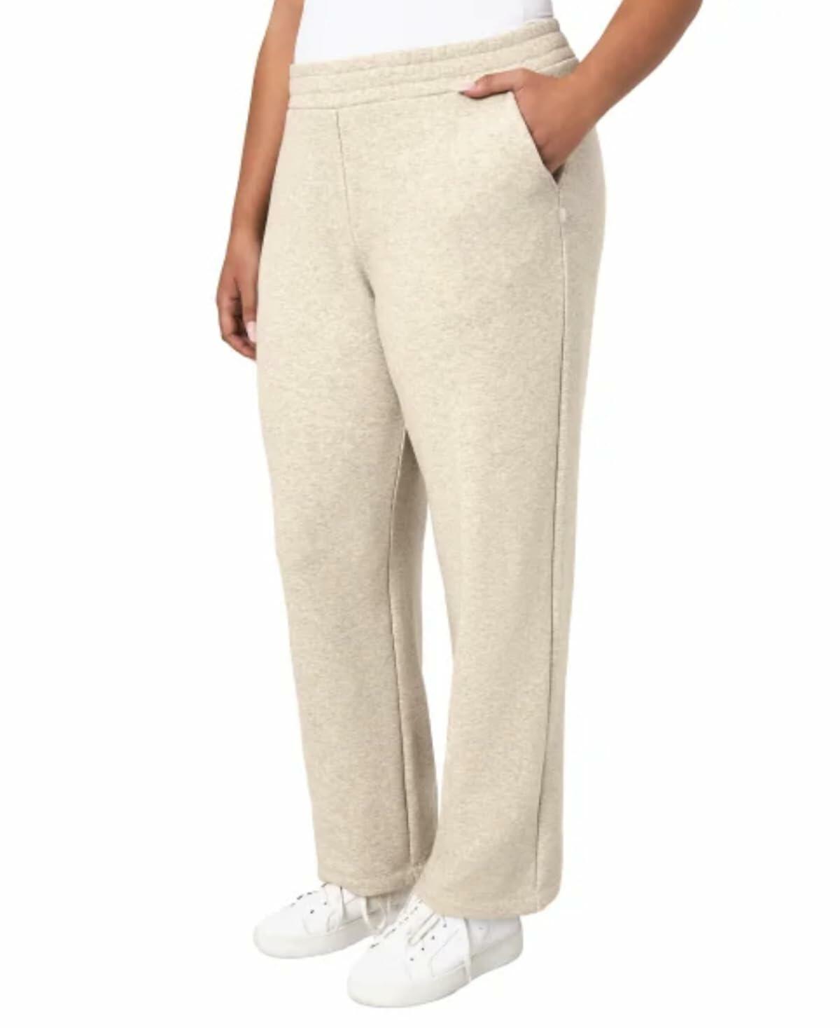Mondetta Women's Pull On High Waisted Fleece Pant (US, Alpha, Large, Regular, Regular, Tan)